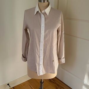 J. Crew Women’s Brown Striped Button-Up Shirt